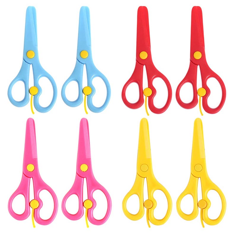 Yimaa 8 Pack Preschool Training Scissors - Plastic Toddler Safety Scissors for Kids, Left Handed & Right Handed Training - Image 1